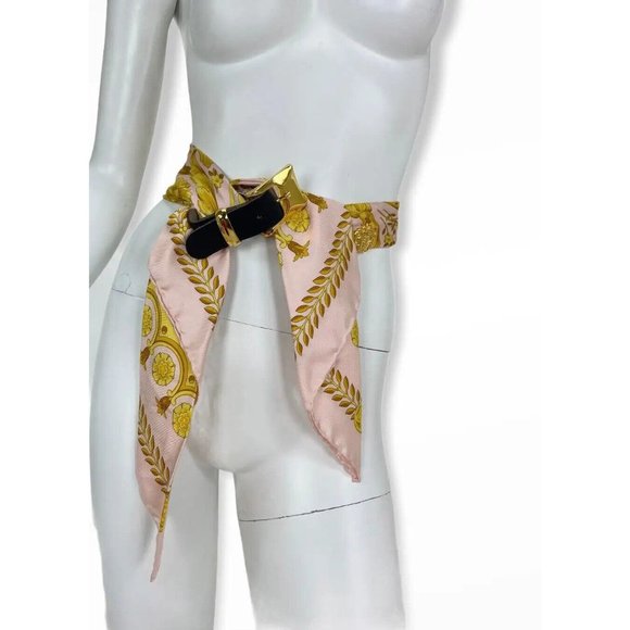 90-s Vintage Gianni Versace Atelier Barocco Scarf Silk with Bondage Belt Buckle main image 8